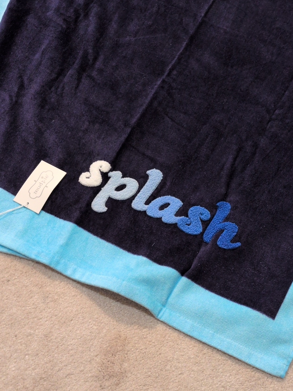 Mud Pie - Navy Embroidered Boucle Beach Towel (NWT)